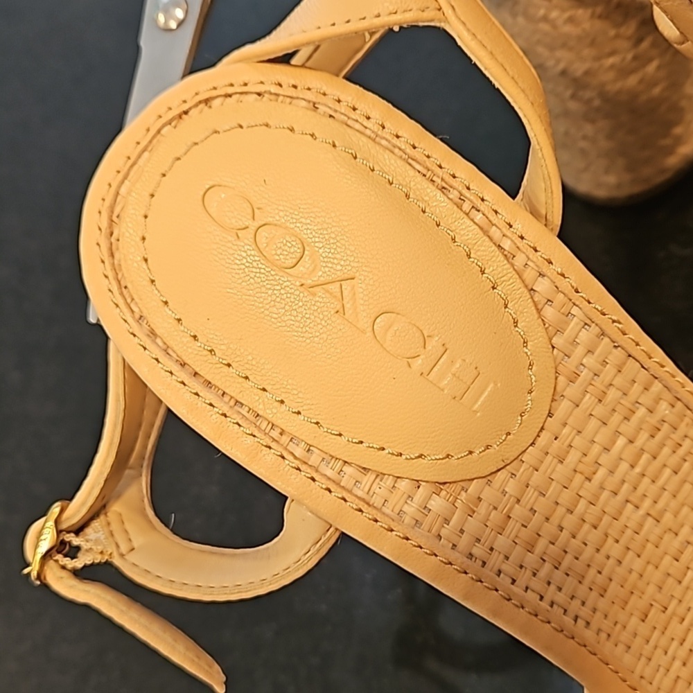 πCOACHπ Talina Platform Raffia Espadrille Sandal ~ Neutral 10 New without Box - Picture 14 of 16